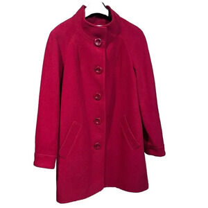 Appleseed's Petites Women’s Red Wool Pea Coat Size 16P Holiday Christmas